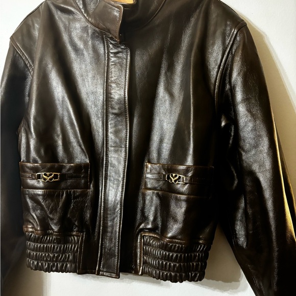 Sold - Sandro Vintage Style Leather Bomber Jacket - Picture 7 of 9